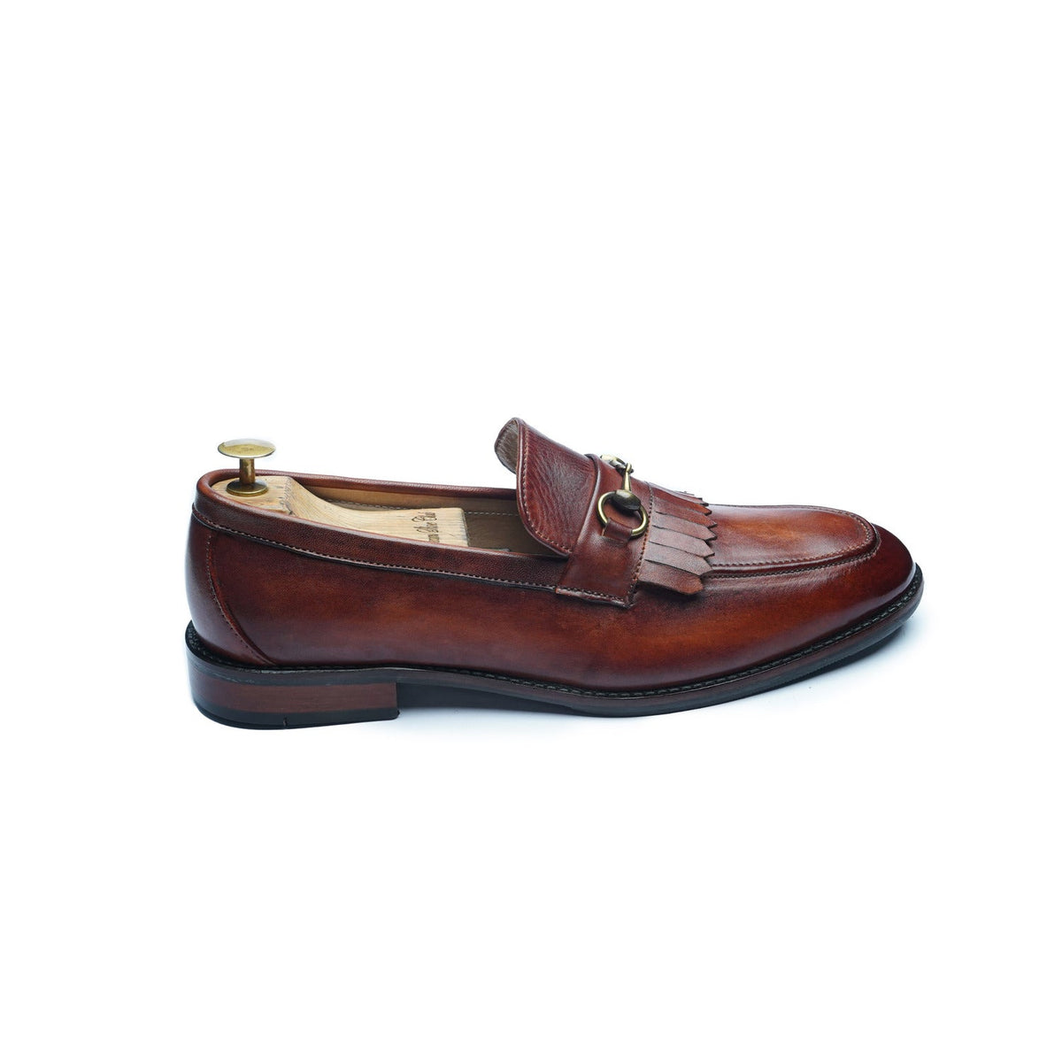 MOCASSIN À FRANGES ET MORS - COGNAC