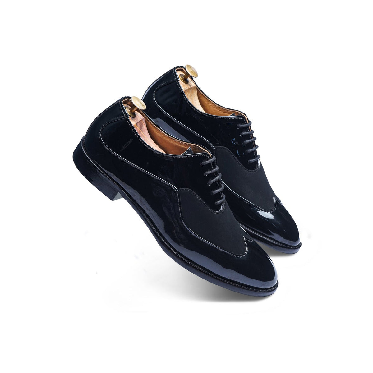PATENT S-WING BROGUE - BLACK