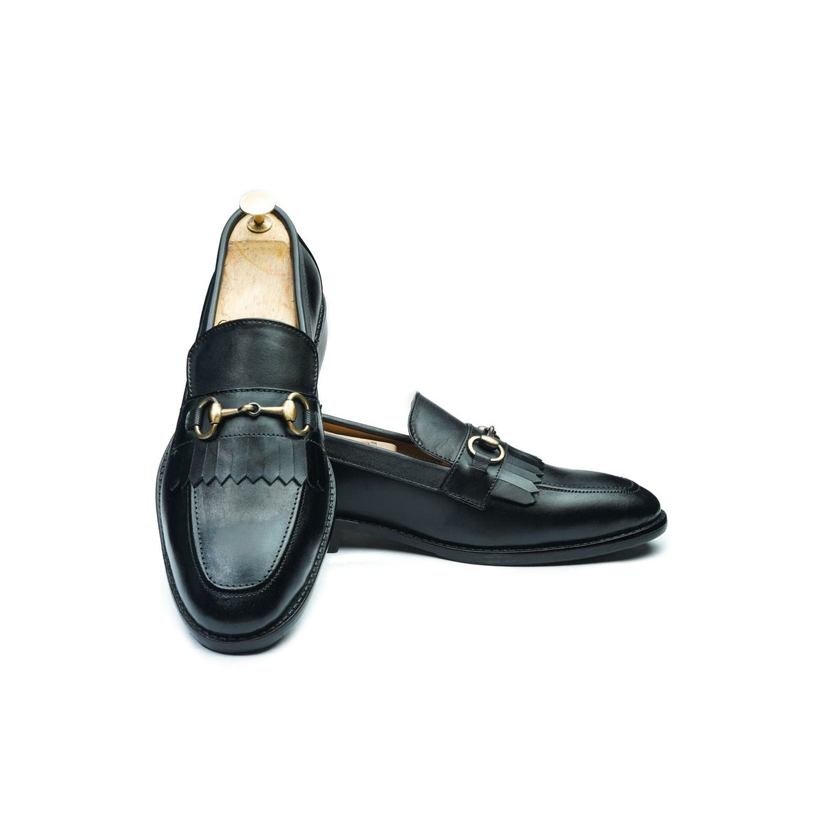 MOCASSIN À FRANGES ET MORS - NOIR