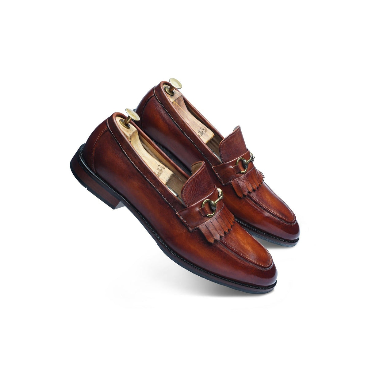 MOCASSIN À FRANGES ET MORS - COGNAC