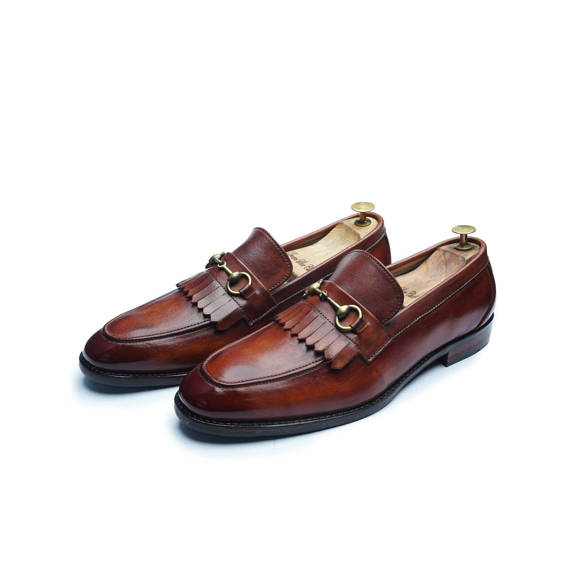MOCASSIN À FRANGES ET MORS - COGNAC