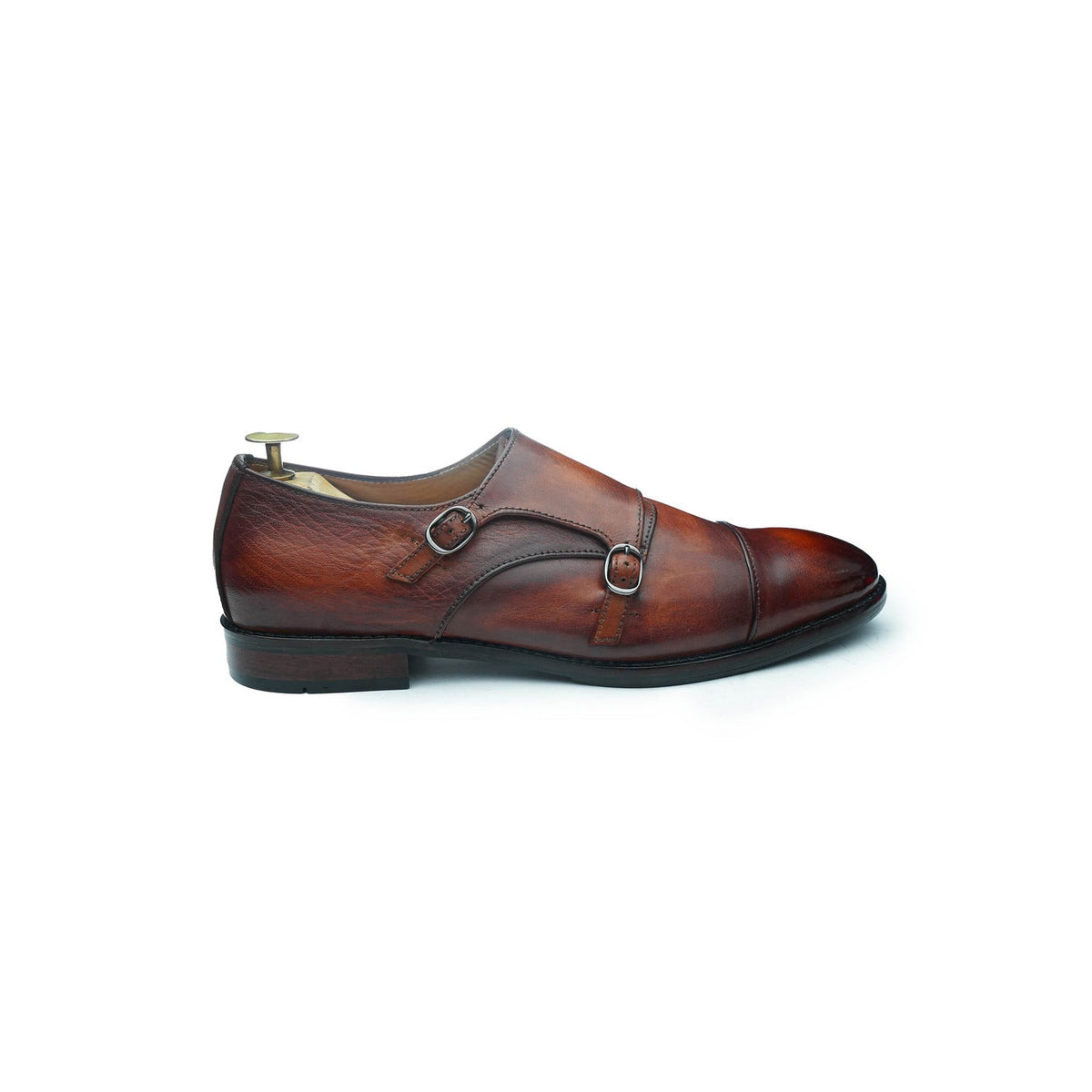 CAP TOE MONK - COGNAC