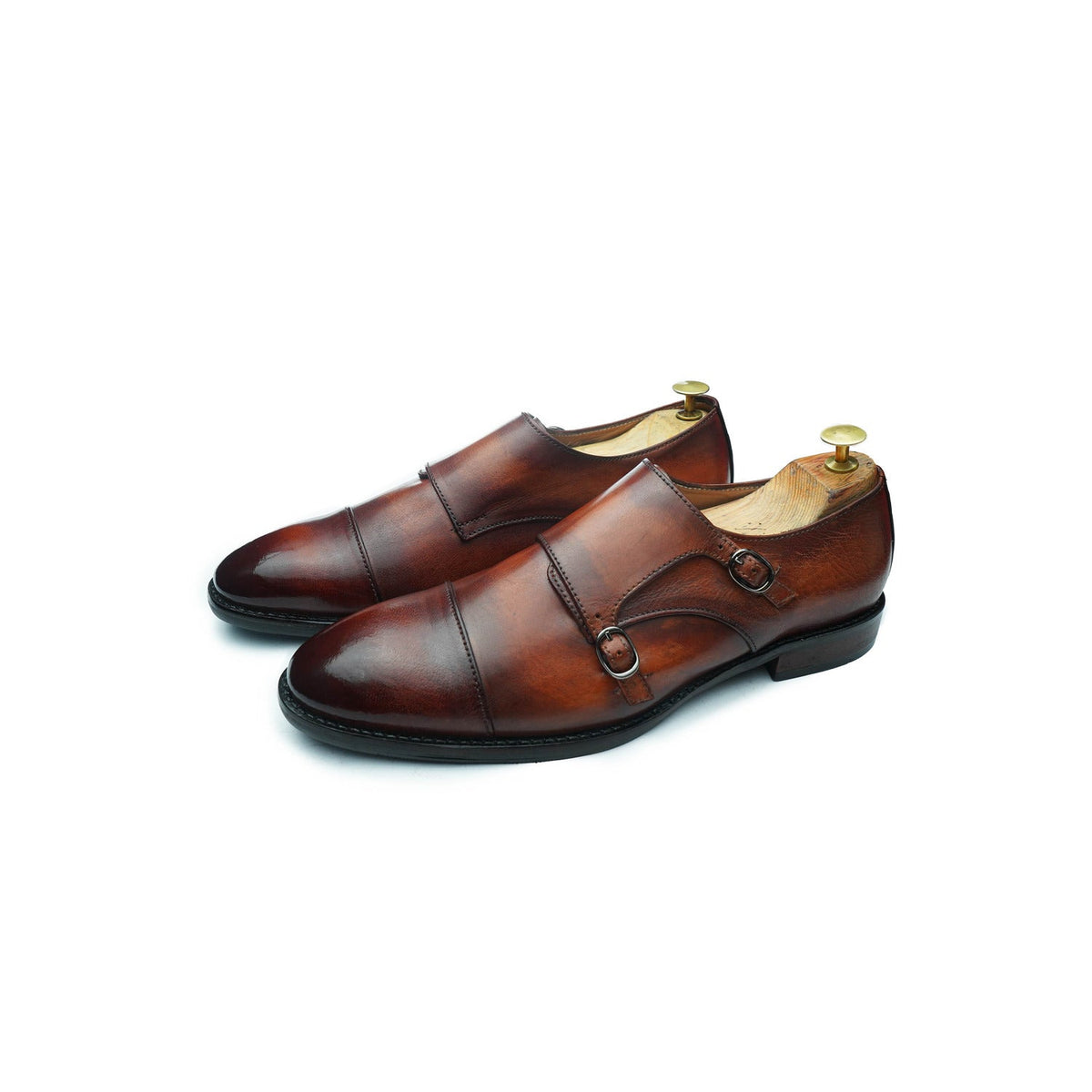 CAP TOE MONK - COGNAC